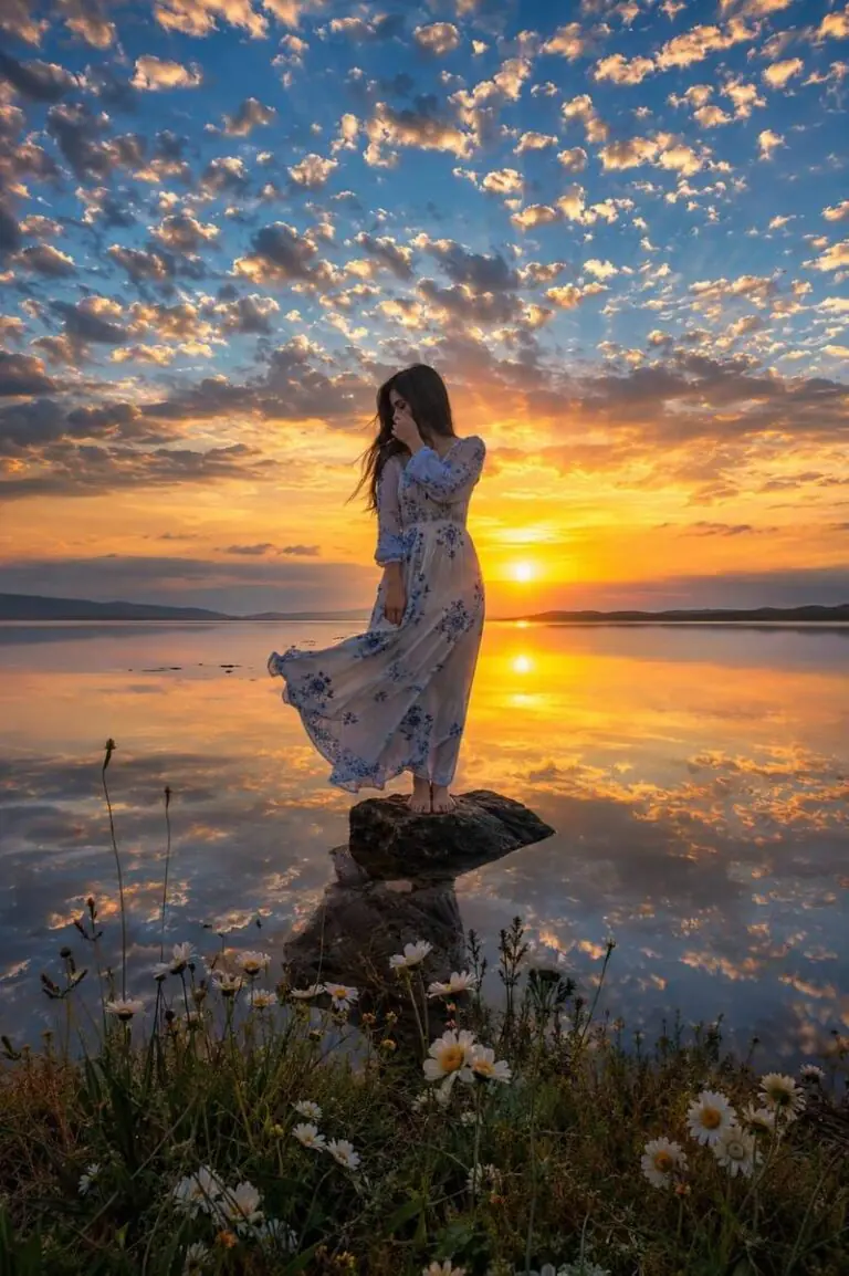 Sunset Lake Woman Photography Prompt